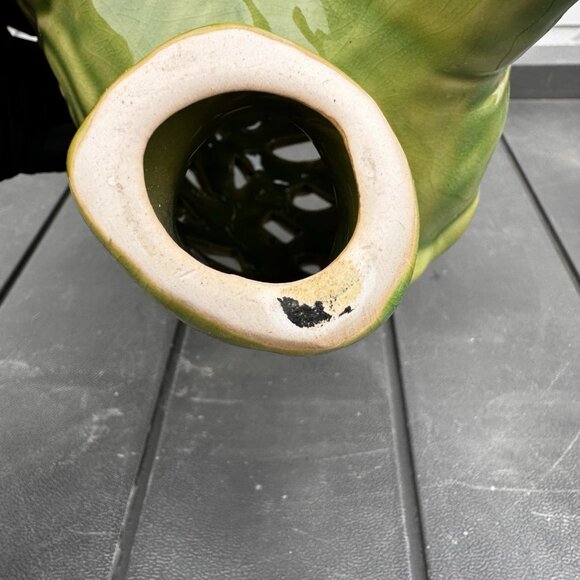 Carved Lace Crackle Finish Ceramic Green Elephant Statue Vintage Figurine - Picture 13 of 13